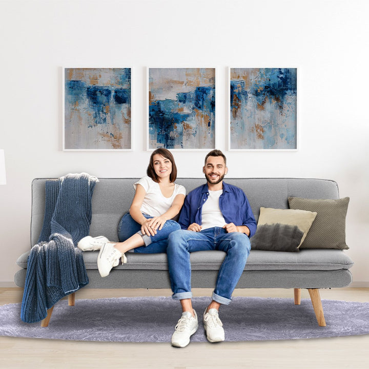 P&F ZennHome 3 Seater Linen Couch Sofa Bed Lounge Futon - Light Grey