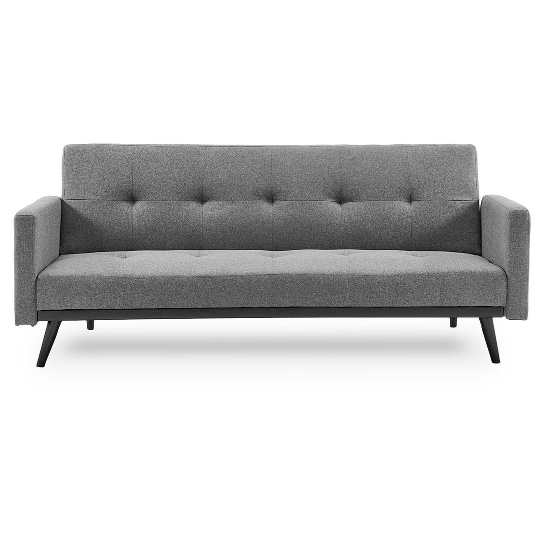 P&F ZennHome Tufted Faux Linen 3-Seater Sofa Bed with Armrests - Light Grey