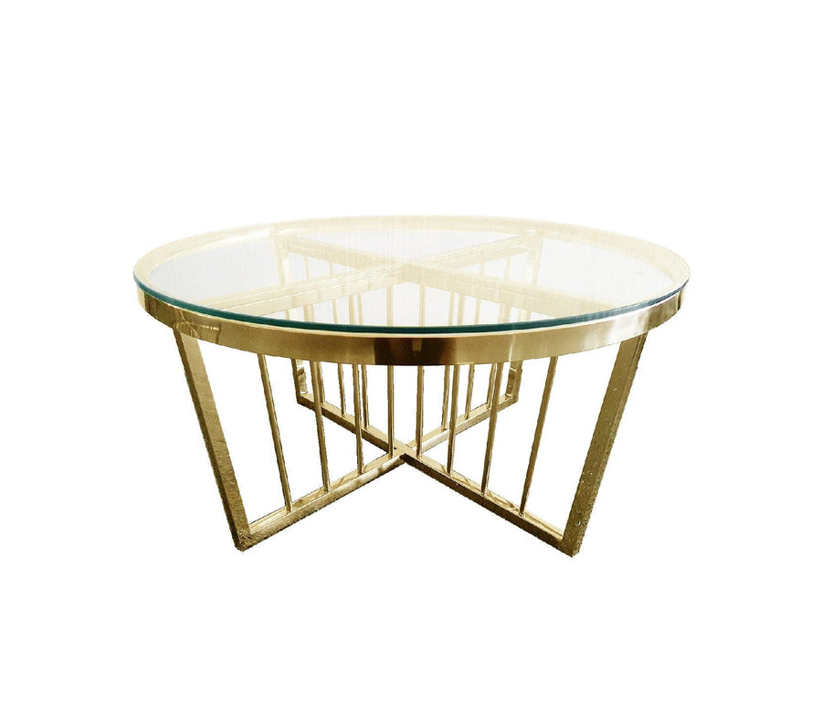 P&F Salina Coffee Table -ClearTop - 80cm Gold
