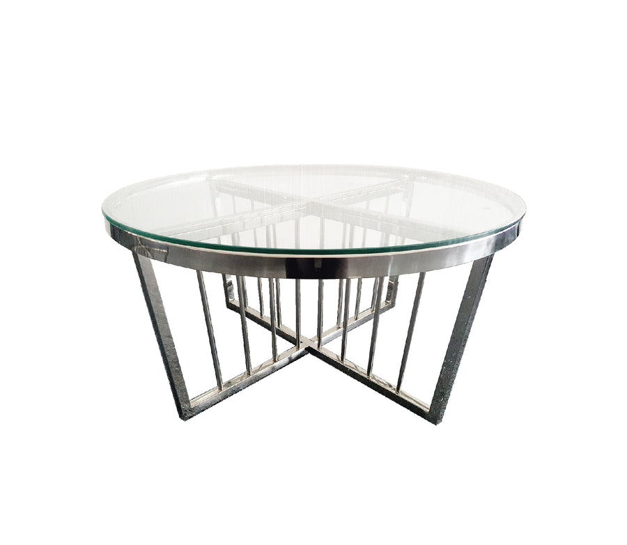 P&F Salina Coffee Table -ClearTop - 80cm Silver