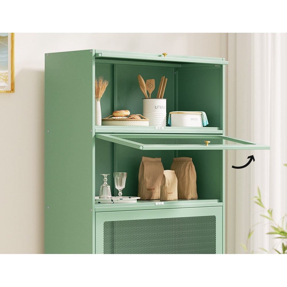 P&F SkyWay Buffet Sideboard Cupboard Cabinet Storage Mesh Doors Metal Green ELIA