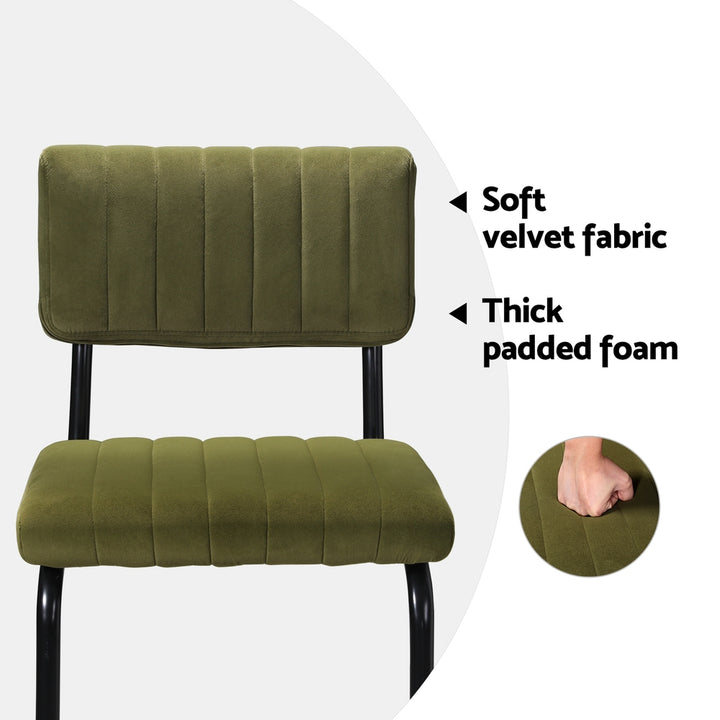 P&F ZennHome 2x Bar Stools Velvet Chairs Green