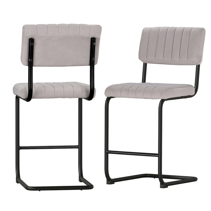 P&F ZennHome 2x Bar Stools Velvet Chairs