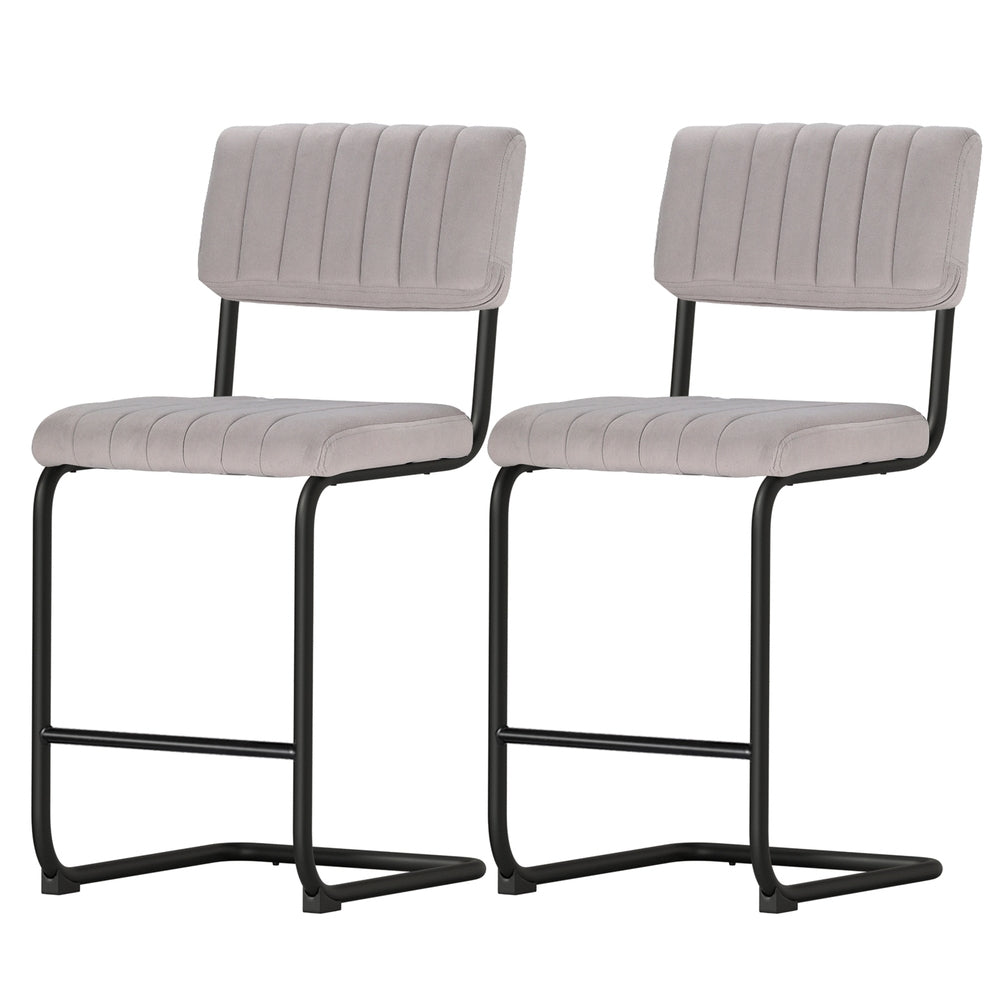 P&F ZennHome 2x Bar Stools Velvet Chairs