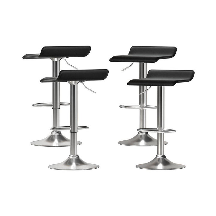 P&F ZennHome 4x Bar Stools Faux Leather Chair Black