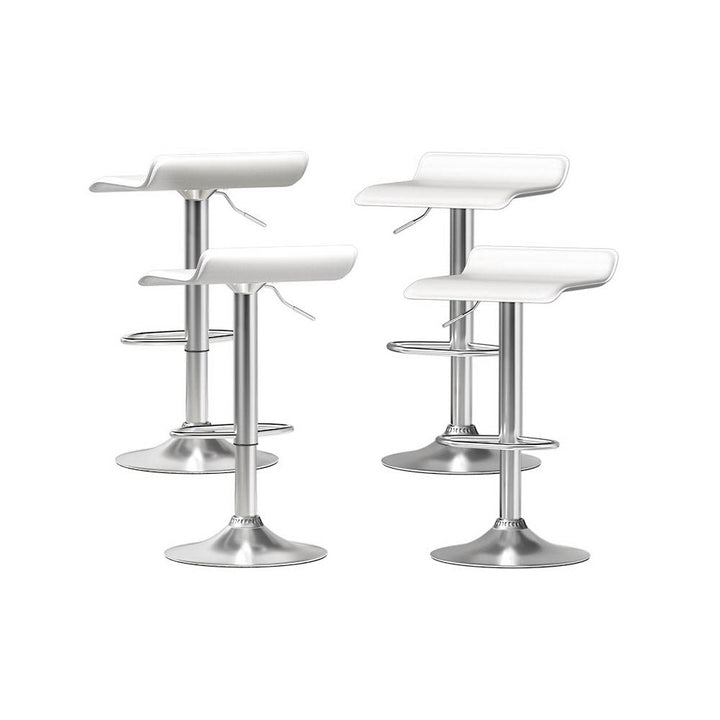 P&F ZennHome 4x Bar Stools Faux Leather Chair White