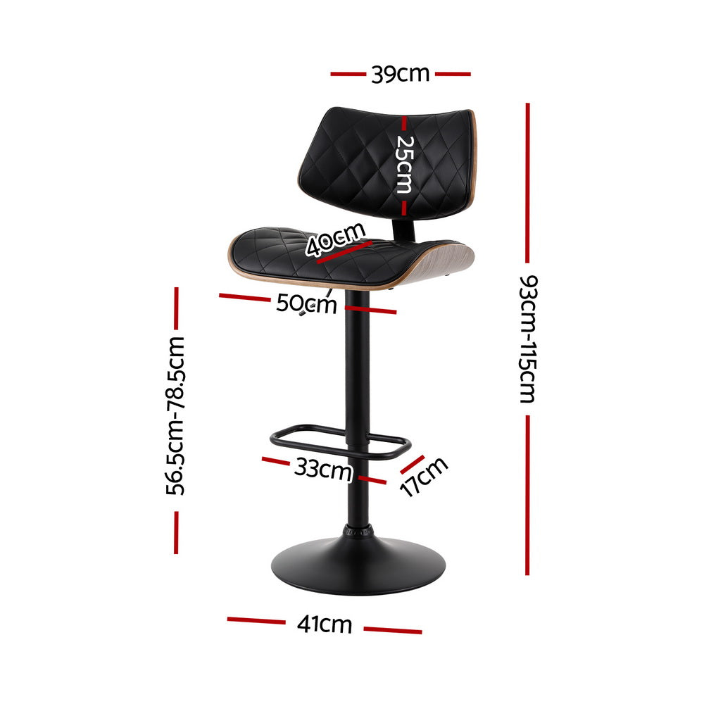 P&F ZennHome Bar Stools Kitchen Dining Chairs Gas Lift Stool Wooden Leather Black