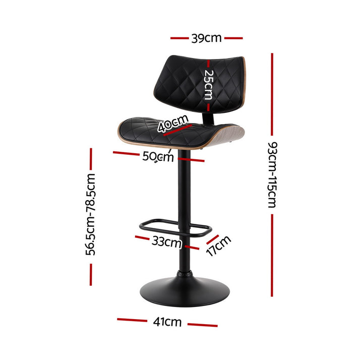P&F ZennHome Bar Stools Kitchen Dining Chairs Gas Lift Stool Wooden Leather Black