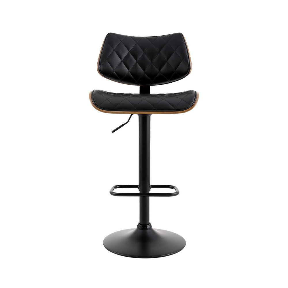 P&F ZennHome Bar Stools Kitchen Dining Chairs Gas Lift Stool Wooden Leather Black