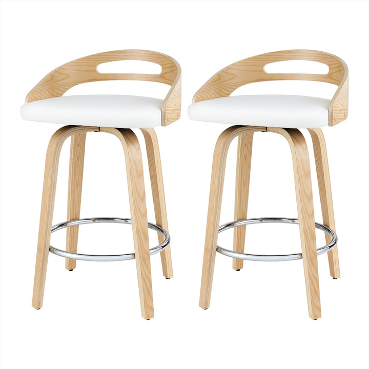 P&F ZennHome 2x Bar Stools Swivel Dining Chairs Low Back Counter Seat PU Cushion