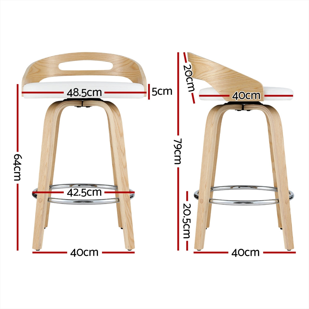 P&F ZennHome 2x Bar Stools Swivel Dining Chairs Low Back Counter Seat PU Cushion