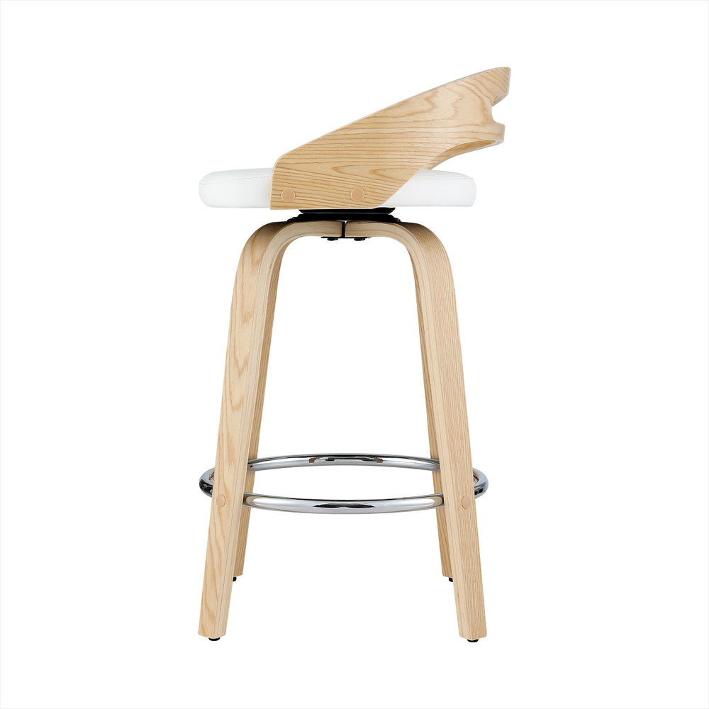 P&F ZennHome 2x Bar Stools Swivel Dining Chairs Low Back Counter Seat PU Cushion