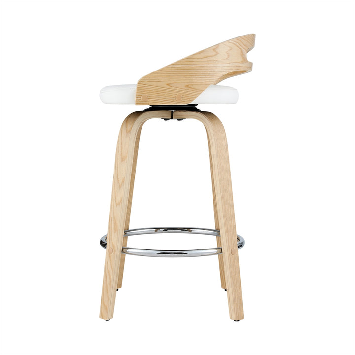 P&F ZennHome 2x Bar Stools Swivel Dining Chairs Low Back Counter Seat PU Cushion