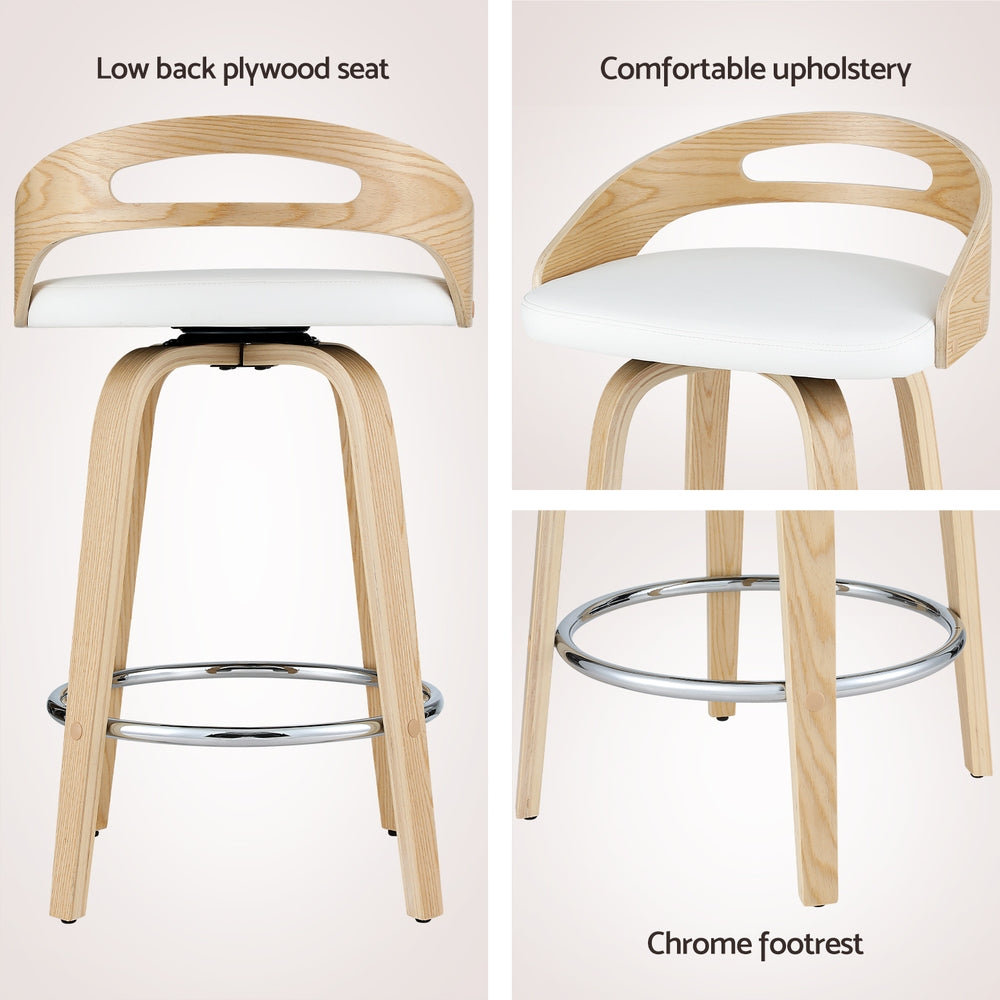 P&F ZennHome 2x Bar Stools Swivel Dining Chairs Low Back Counter Seat PU Cushion