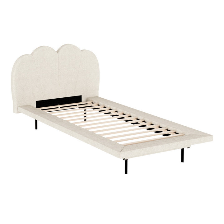 P&F FabSeries Saga Bed Frame Single Size Boucle Beige