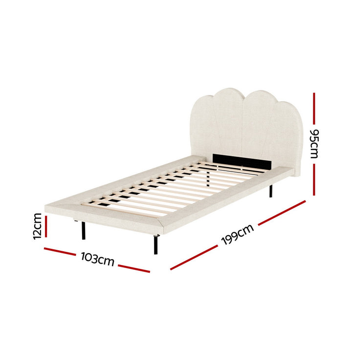 P&F FabSeries Saga Bed Frame Single Size Boucle Beige