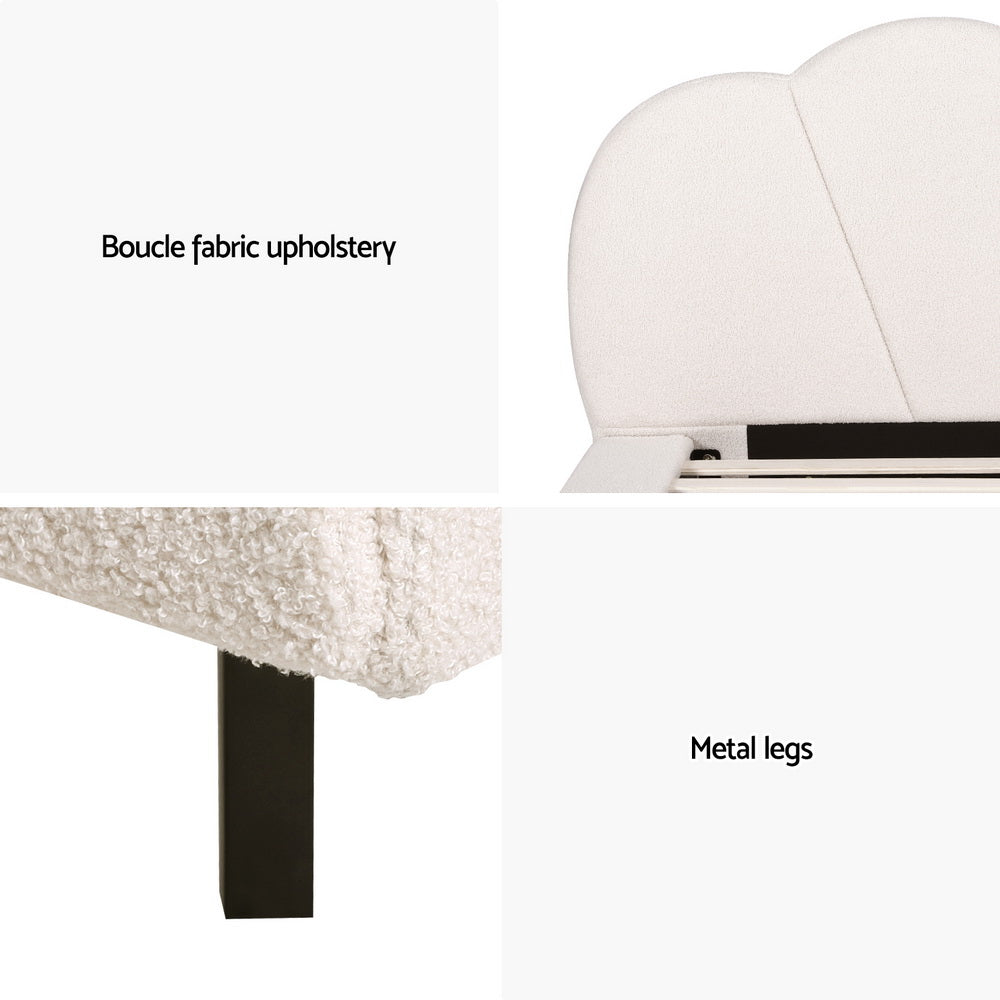 P&F FabSeries Saga Bed Frame Single Size Boucle Beige