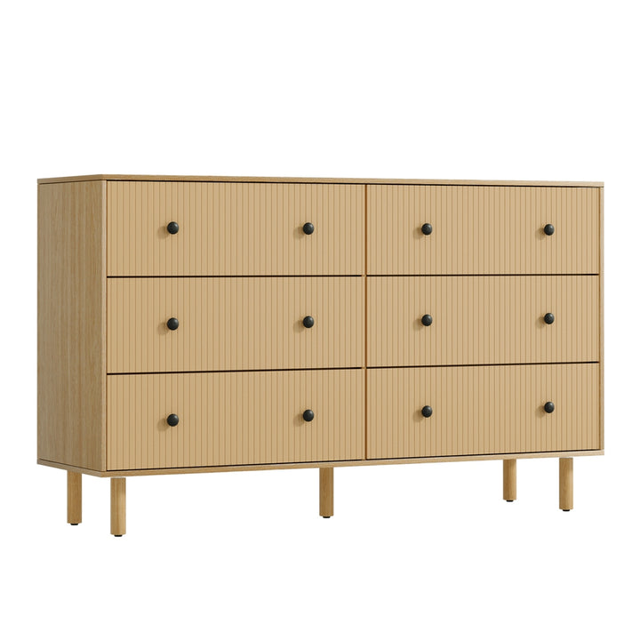 P&F SkyWay 6 Chest of Drawers Flutted Front - RUTH Oak