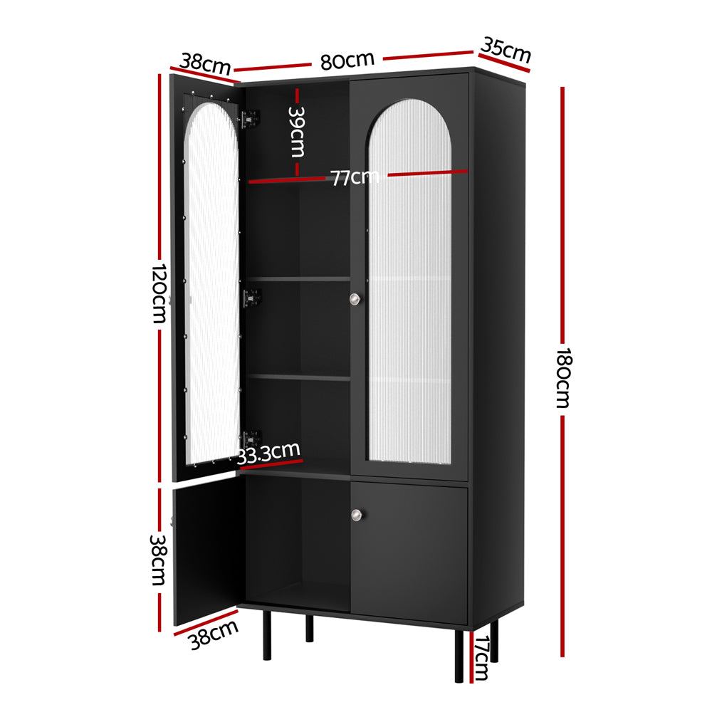 P&F SkyWay Buffet Sideboard Cupboard Cabinet Black