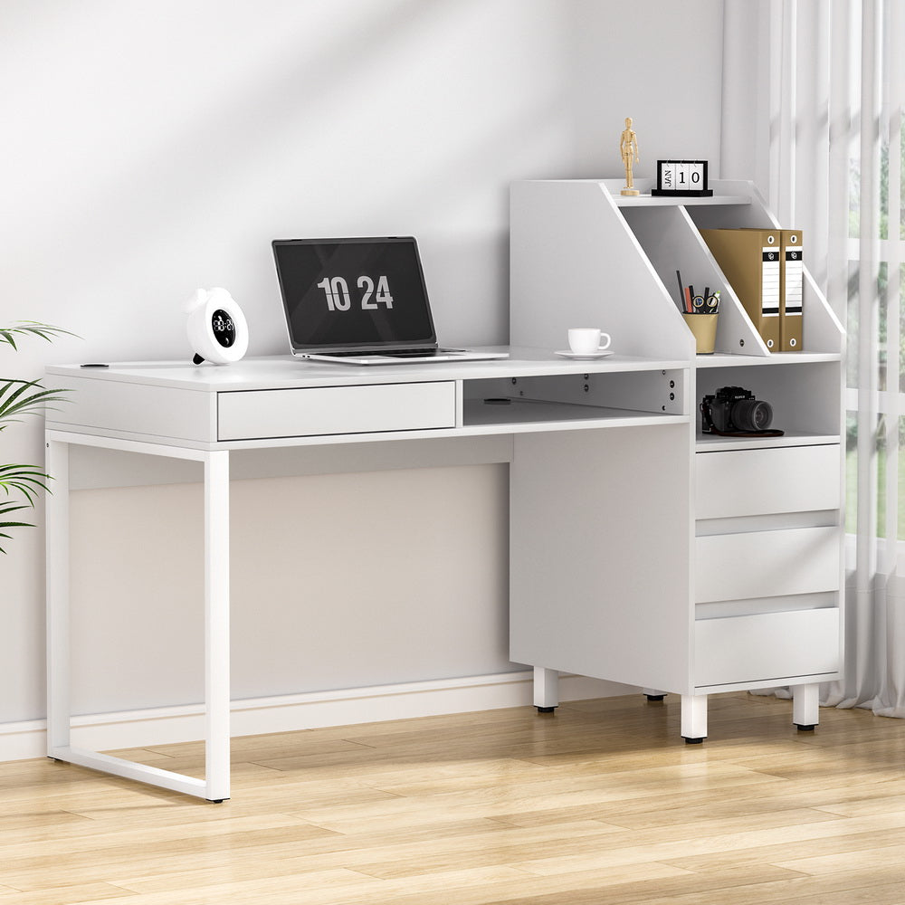 P&F ZennHome Computer Desk Office Study Desks Table Drawer Bookshelf