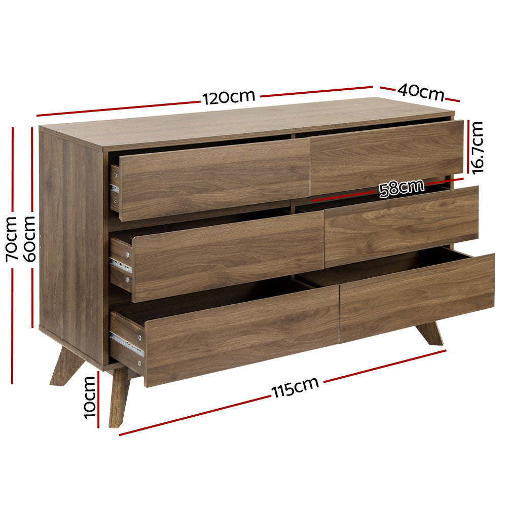 P&F ZennHome 6 Chest of Drawers - Vela Walnut