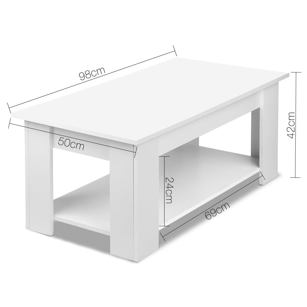 P&F ZennHome Coffee Table Lift-top Coffee Table White