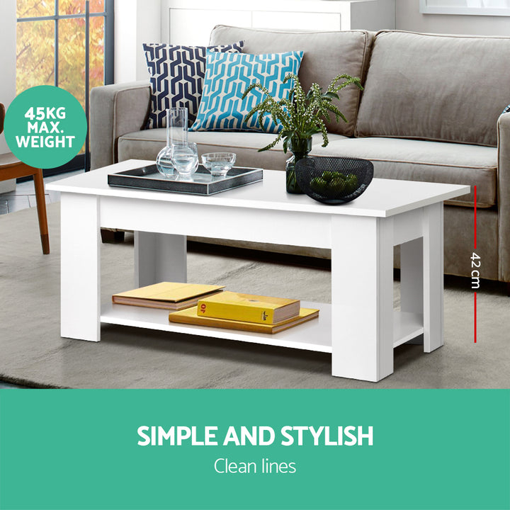 P&F ZennHome Coffee Table Lift-top Coffee Table White