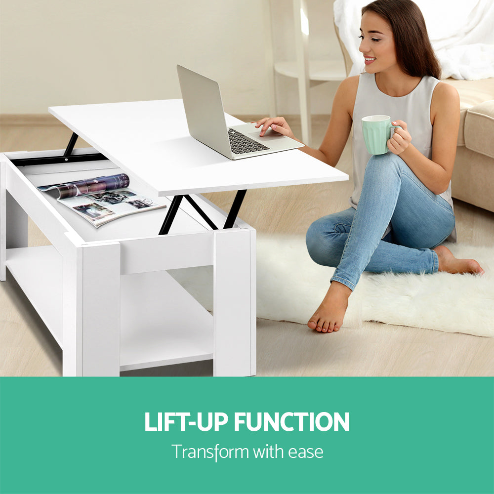 P&F ZennHome Coffee Table Lift-top Coffee Table White