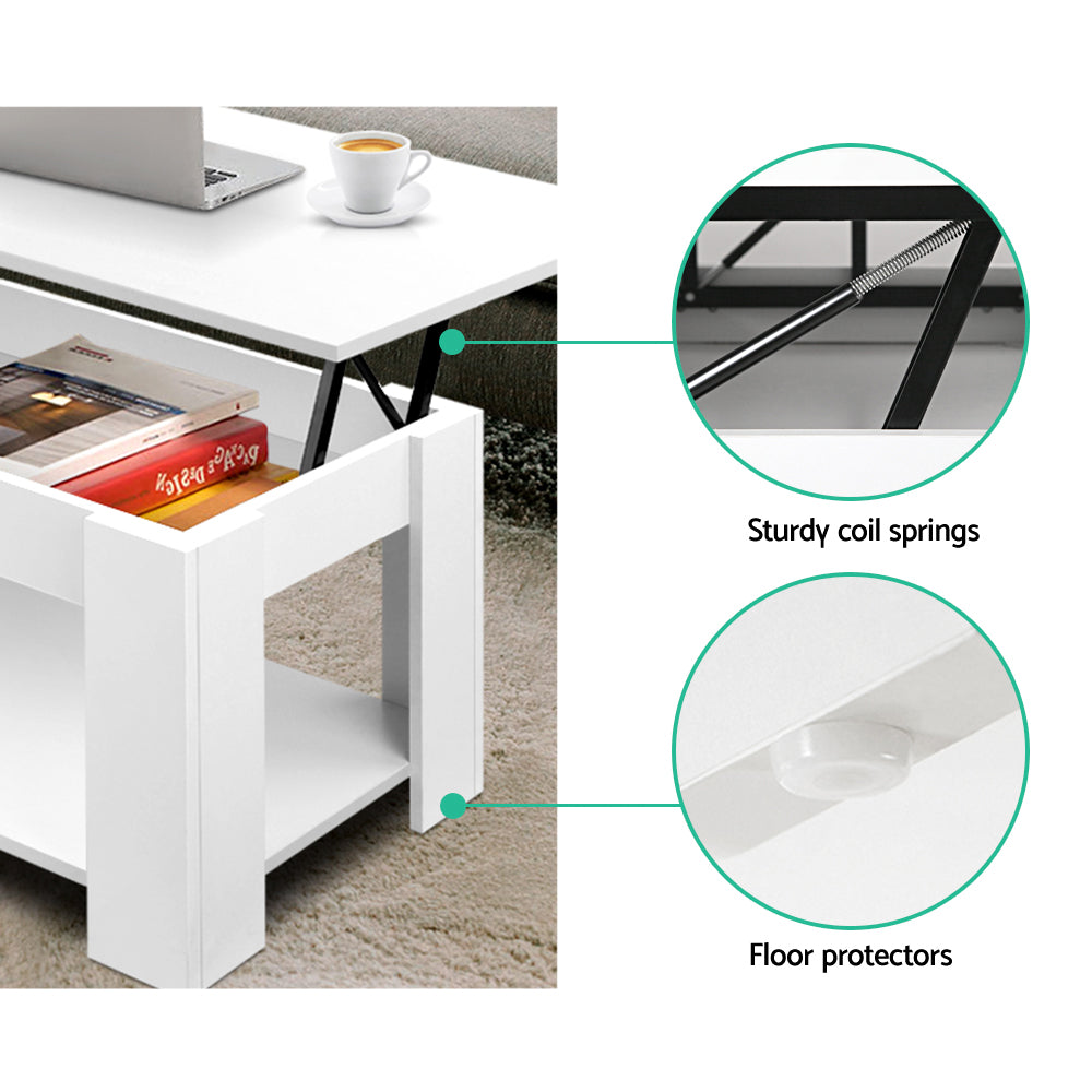 P&F ZennHome Coffee Table Lift-top Coffee Table White