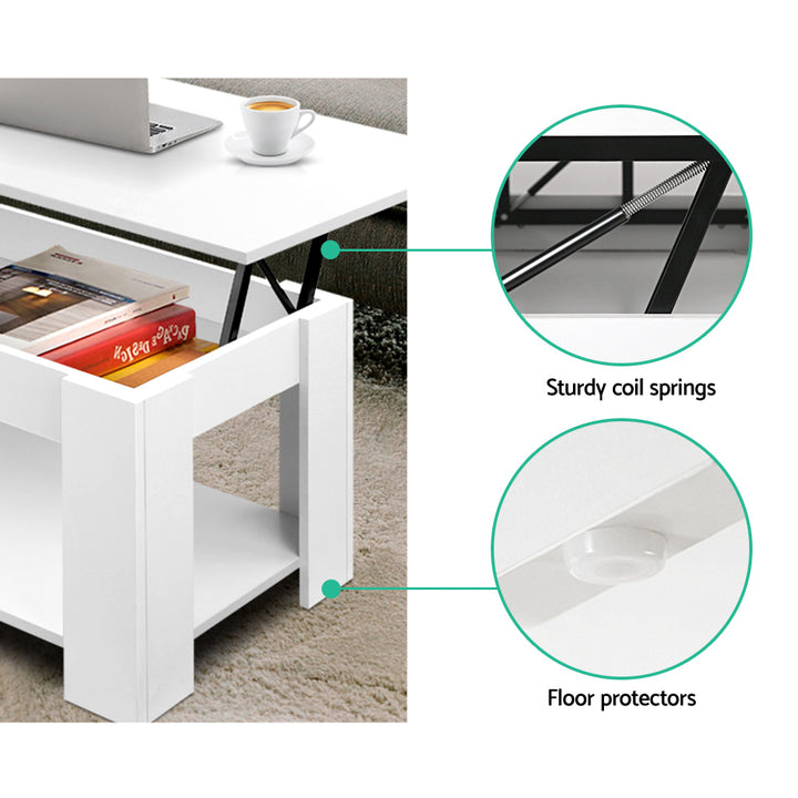 P&F ZennHome Coffee Table Lift-top Coffee Table White