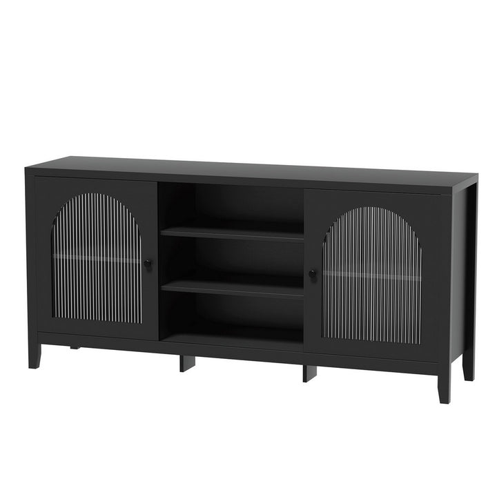 P&F SkyWay Buffet Sideboard Shelves Double Doors - Black