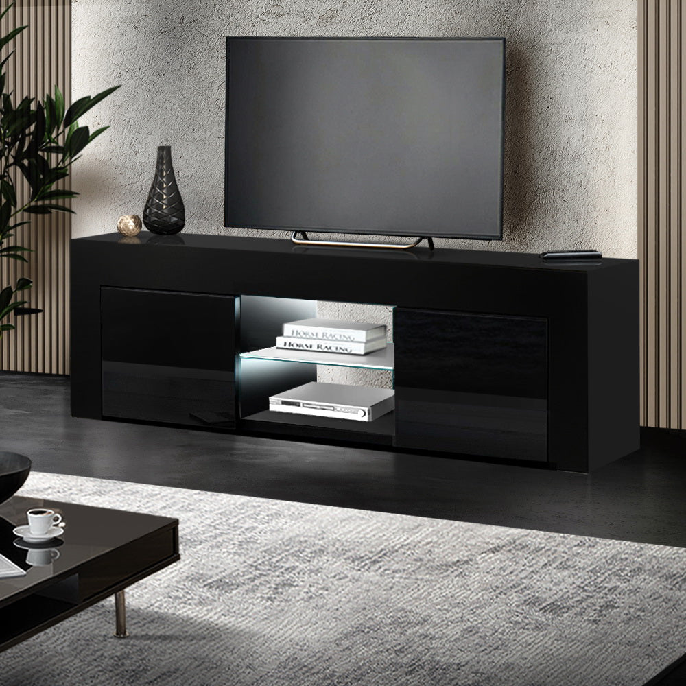 P&F SkyWay Entertainment Unit TV Cabinet LED 130cm Black Angus