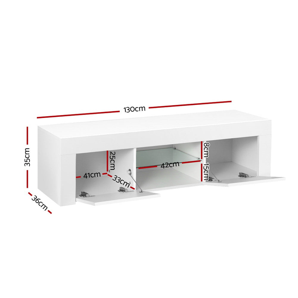 P&F SkyWay Entertainment Unit TV Cabinet LED 130cm White Angus