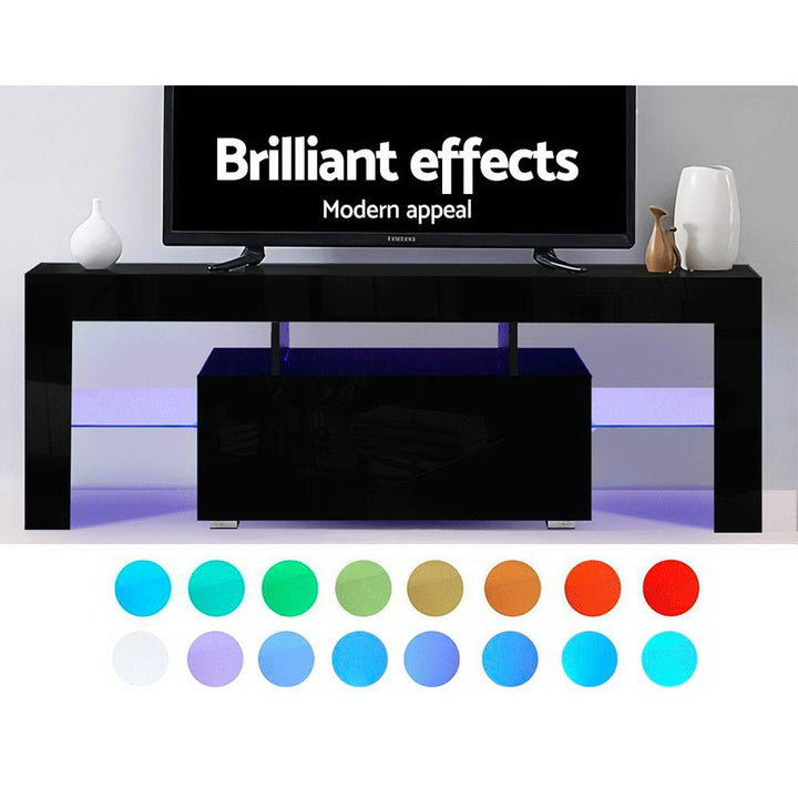 P&F SkyWay Entertainment Unit TV Cabinet LED 130cm Black Elo