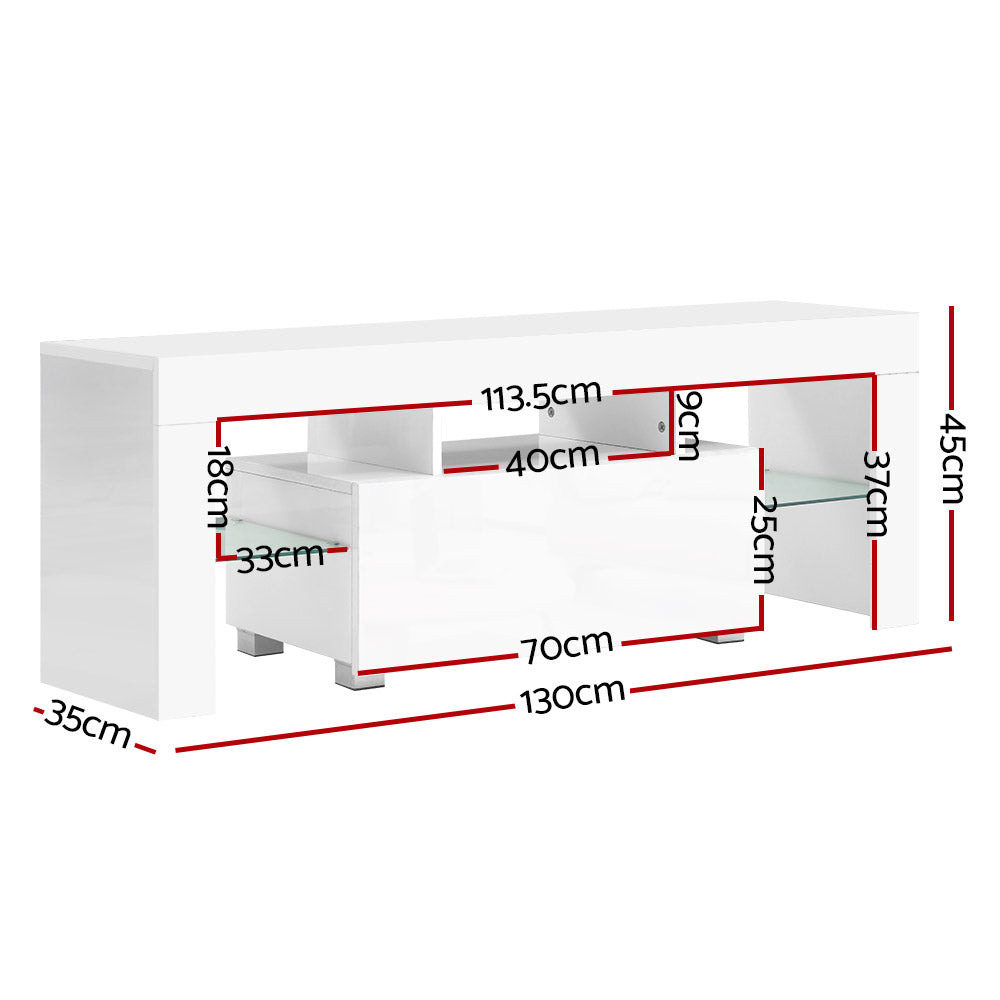 P&F SkyWay Entertainment Unit TV Cabinet LED 130cm White Elo