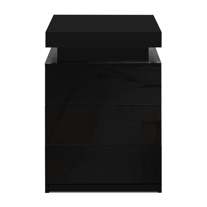 P&F SkyWay Bedside Table LED 3 Drawers - Black