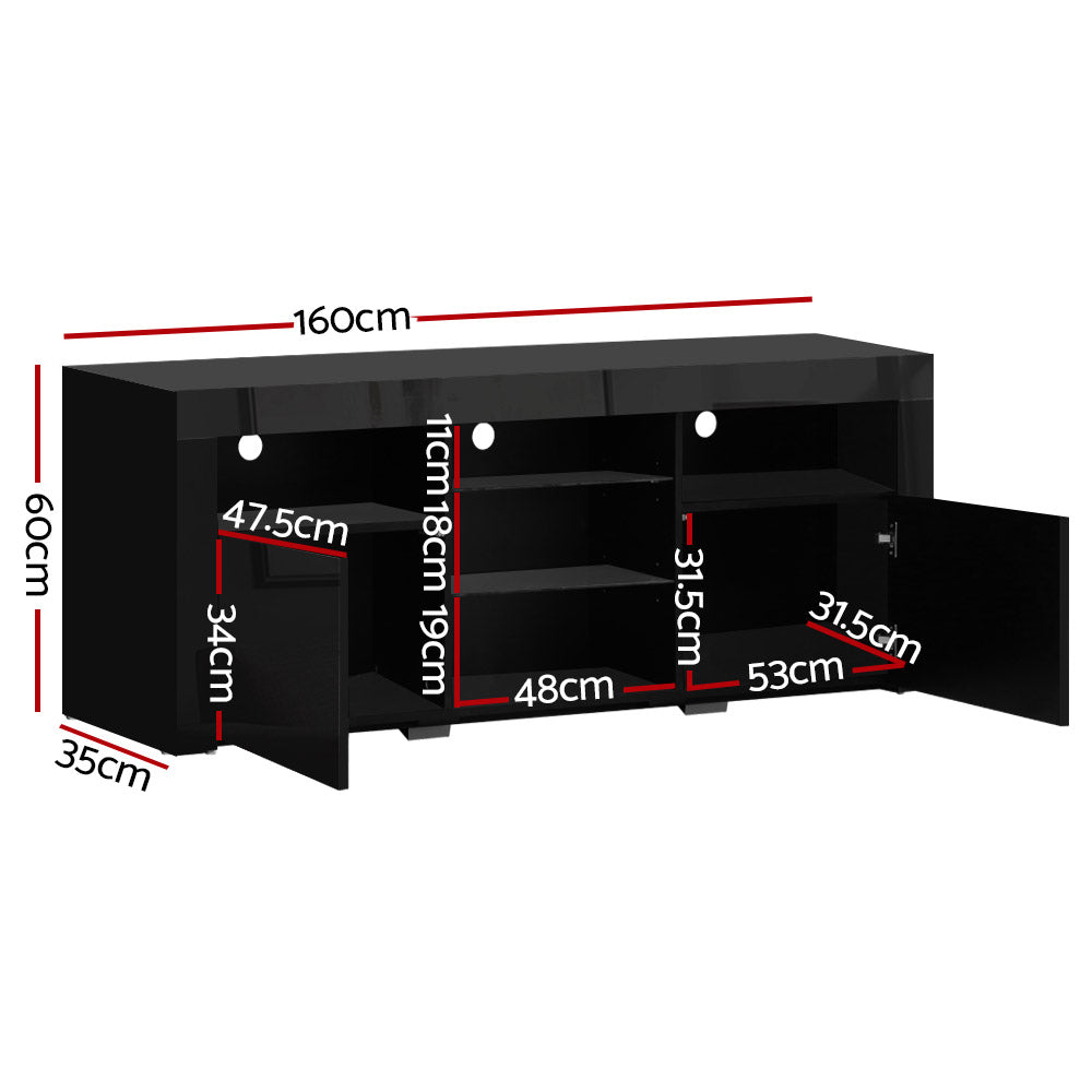 P&F SkyWay Entertainment Unit TV Cabinet LED 160cm Black Bobi