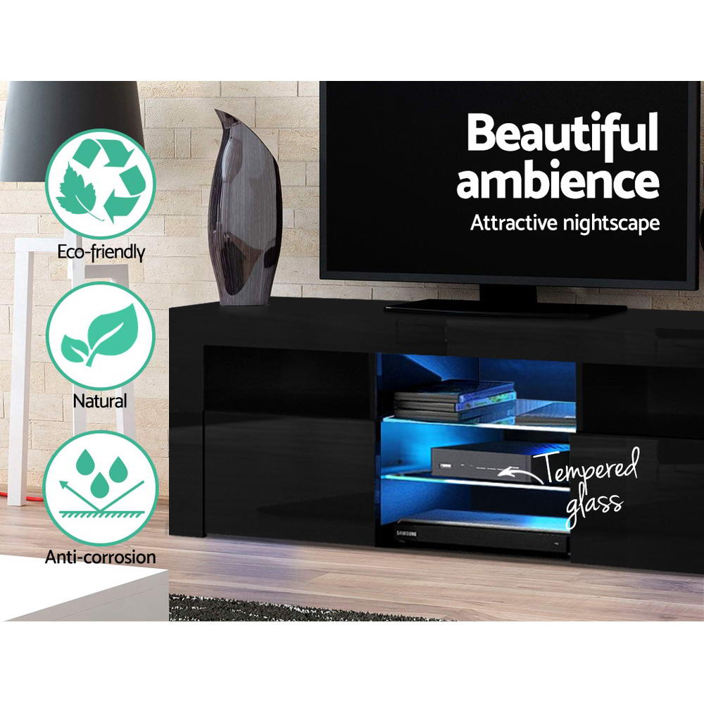 P&F SkyWay Entertainment Unit TV Cabinet LED 160cm Black Bobi