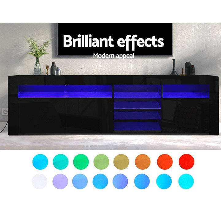 P&F SkyWay Entertainment Unit TV Cabinet LED 180cm Black Bobi