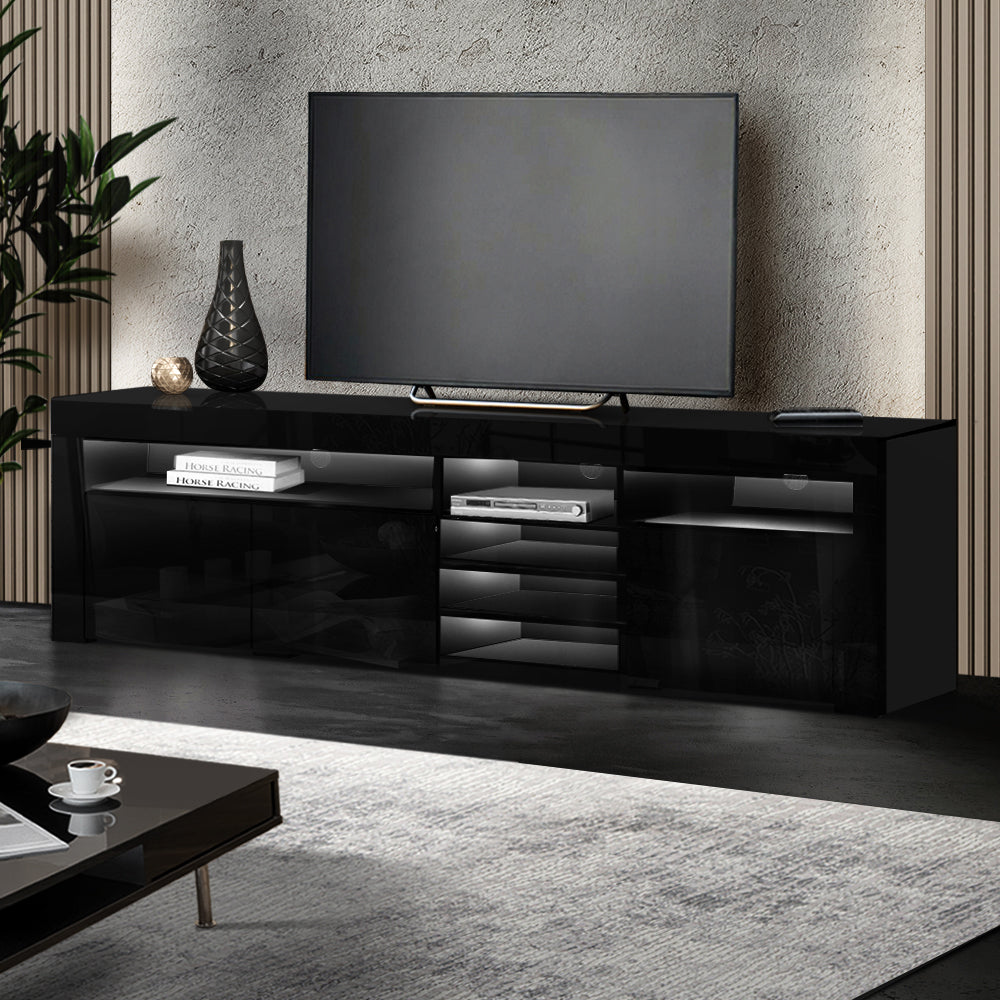 P&F SkyWay Entertainment Unit TV Cabinet LED 180cm Black Bobi