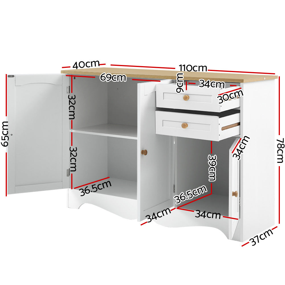 P&F ZennHome Buffet Sideboard 3 Doors - White