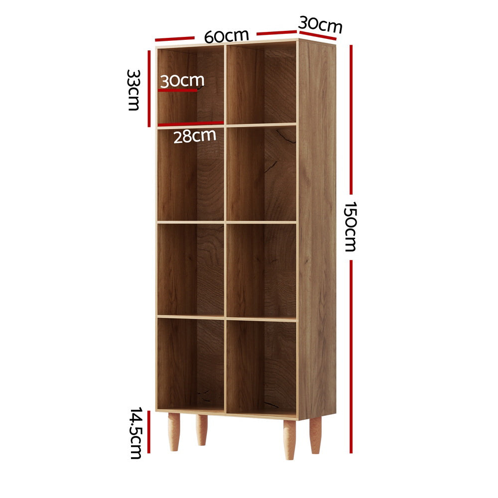 P&F ZennHome Bookshelf Bookcase 4 Tiers LEOR Walnut