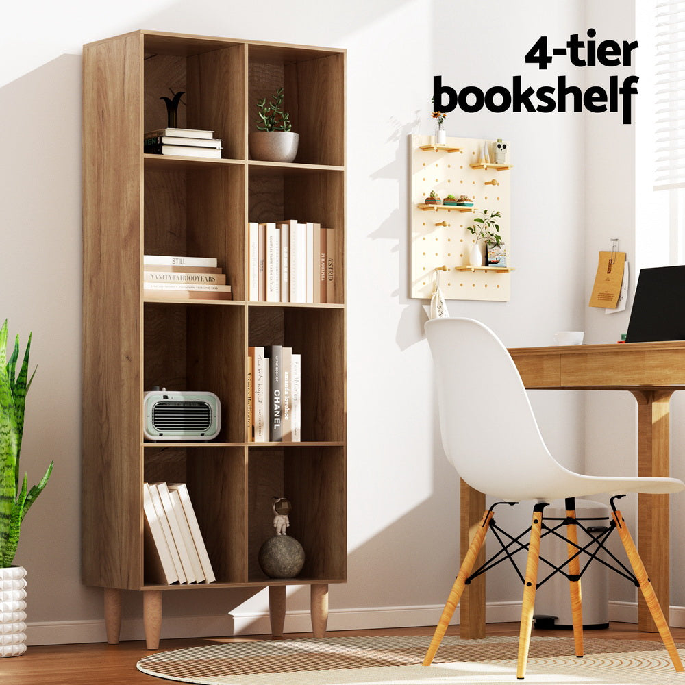 P&F ZennHome Bookshelf Bookcase 4 Tiers LEOR Walnut