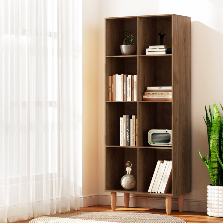 P&F ZennHome Bookshelf Bookcase 4 Tiers LEOR Walnut