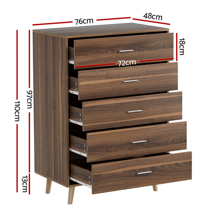 P&F SkyWay 5 Chest of Drawers - MIRI Walnut