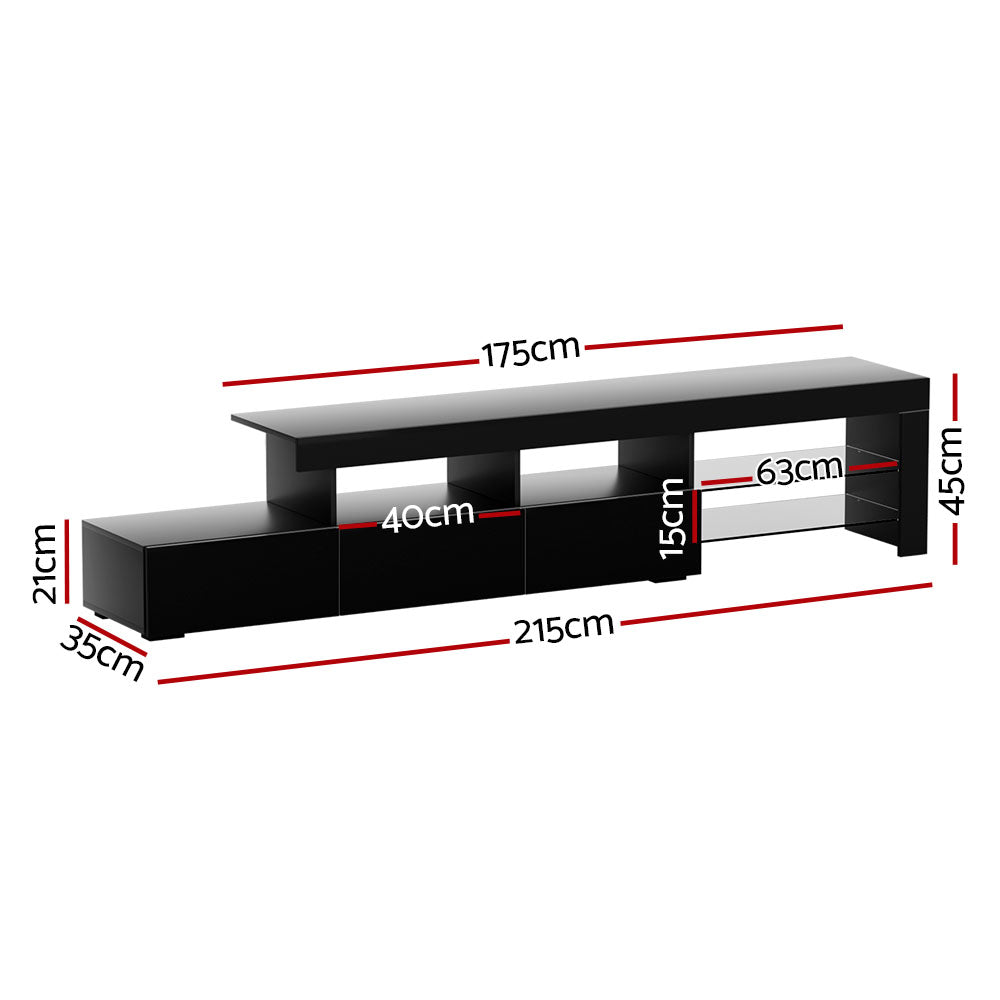 P&F SkyWay Entertainment Unit TV Cabinet LED 215cm Black Caya