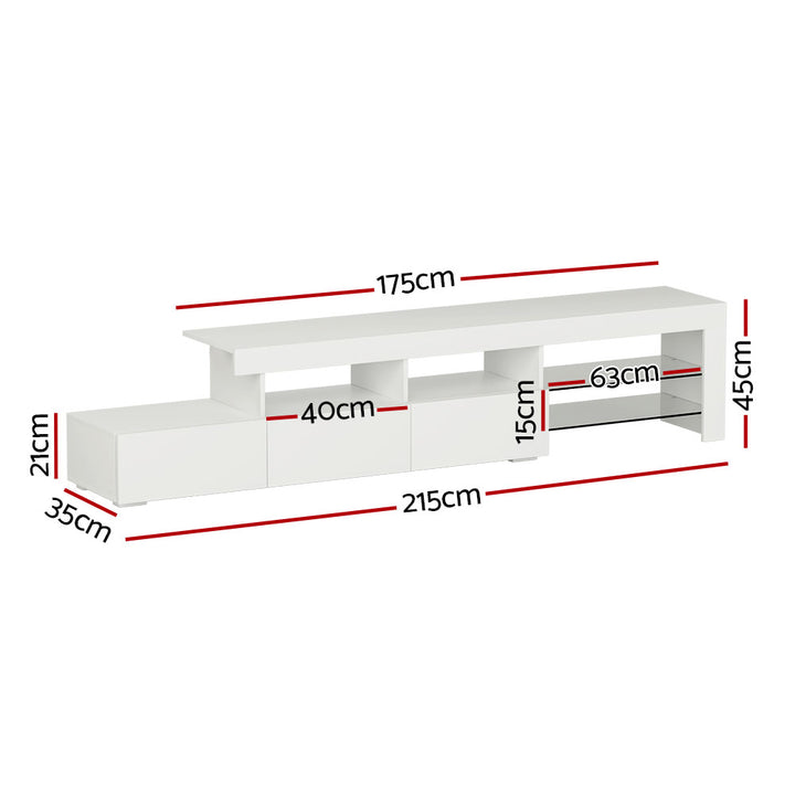 P&F SkyWay Entertainment Unit TV Cabinet LED 215cm White Caya