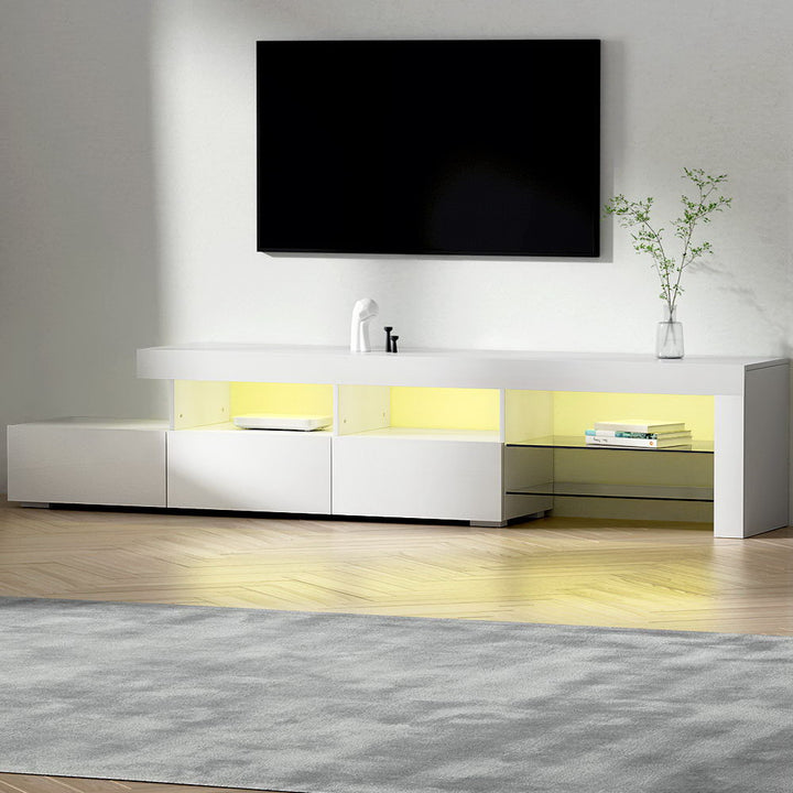 P&F SkyWay Entertainment Unit TV Cabinet LED 215cm White Caya