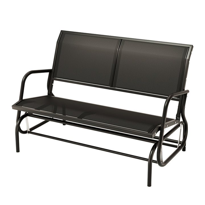 P&F ZennHome Outdoor Garden Bench Seat Swing Glider Rocking 2 Seater Patio Furniture Black