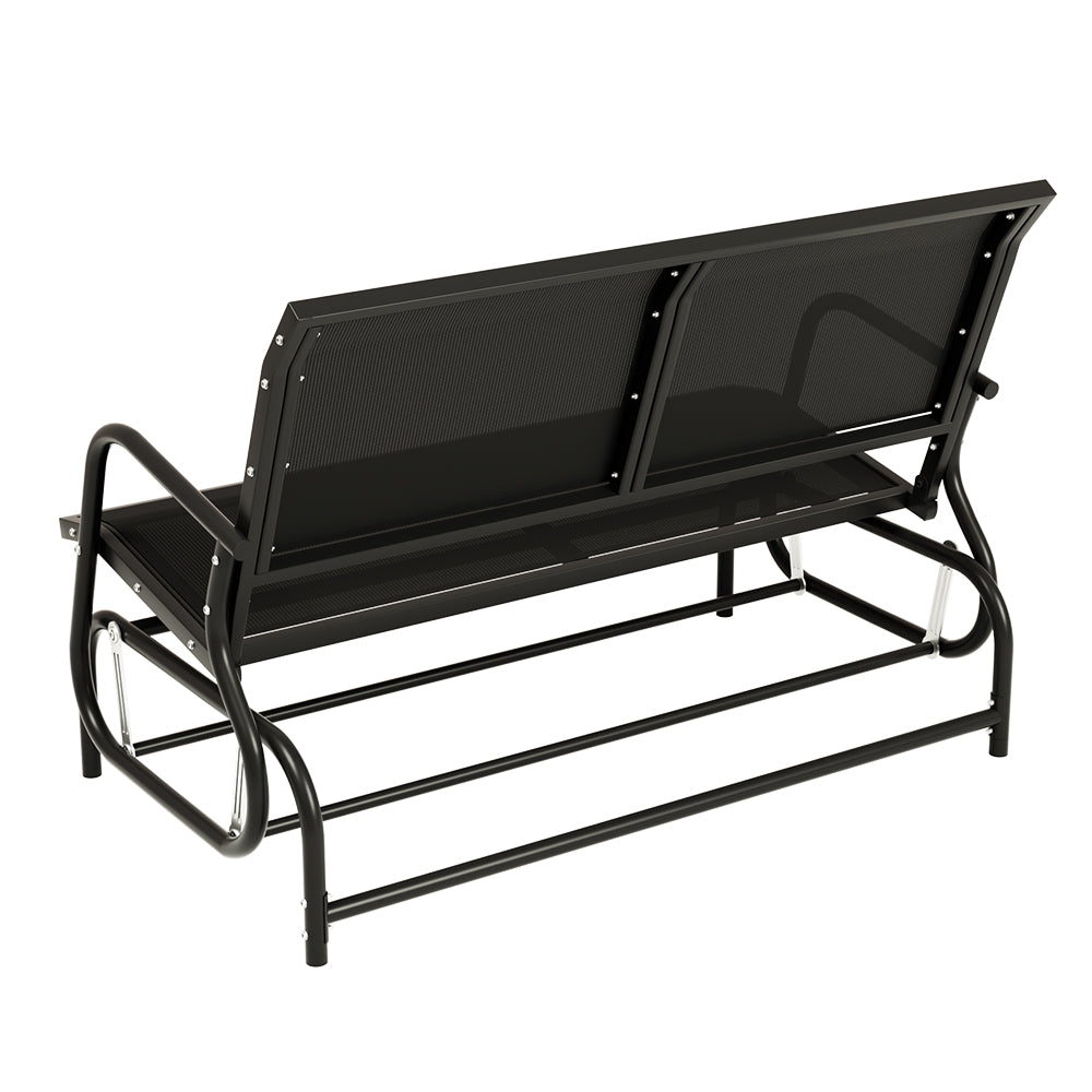 P&F ZennHome Outdoor Garden Bench Seat Swing Glider Rocking 2 Seater Patio Furniture Black